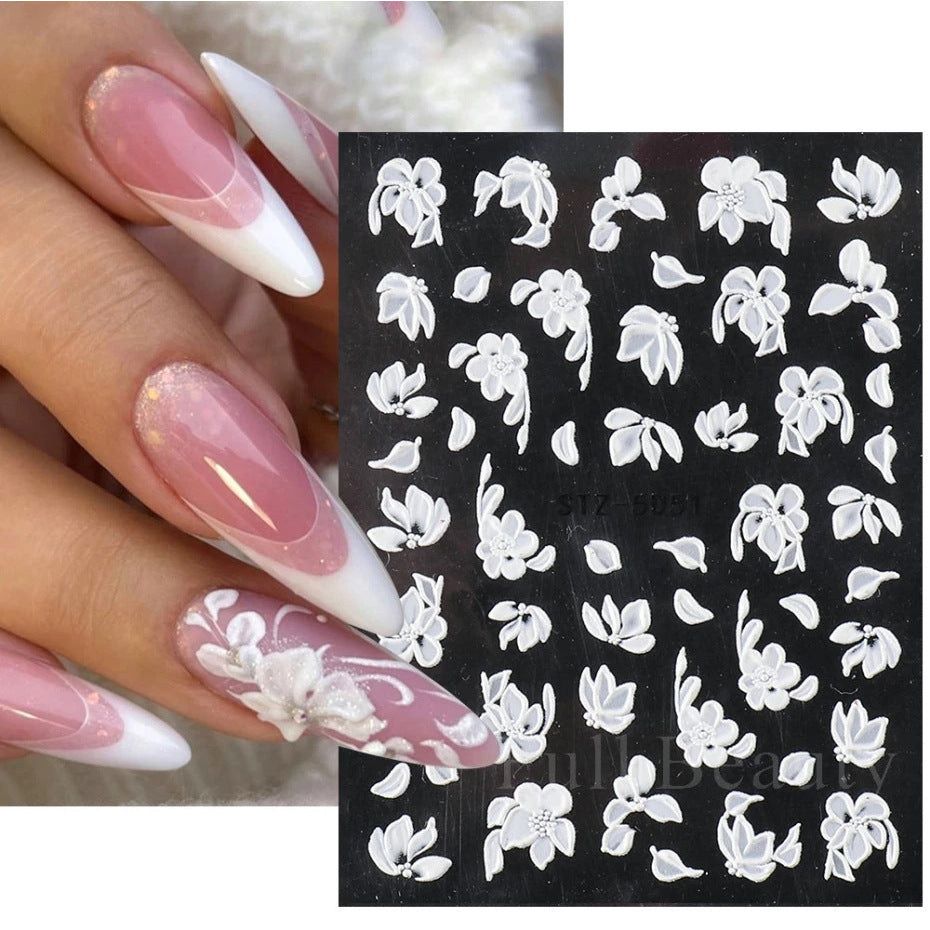 Pink Cherry Blossom Relief Stereo Nails Nail Care Nail Art