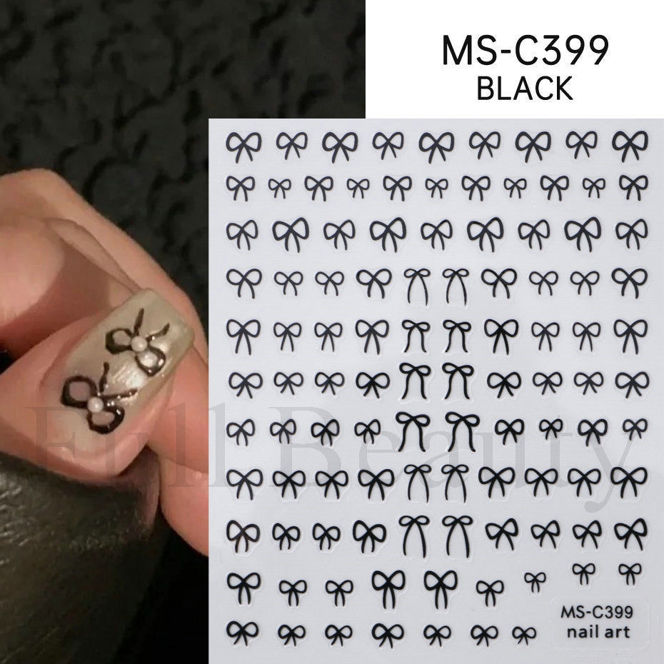 Autocollants pour ongles mignons avec chat noir et chien blanc