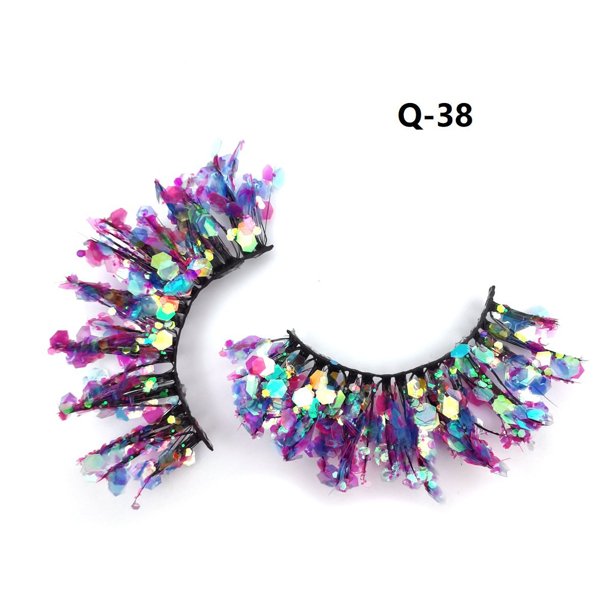 Fluorescent Luminous Sequins Eyelashes Color Thick False Lashes