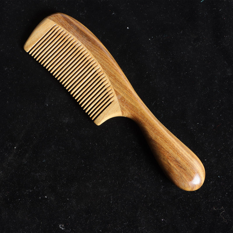 Brosses et peignes à cheveux ronds en bois de type grand naturel avec manche et dents fines