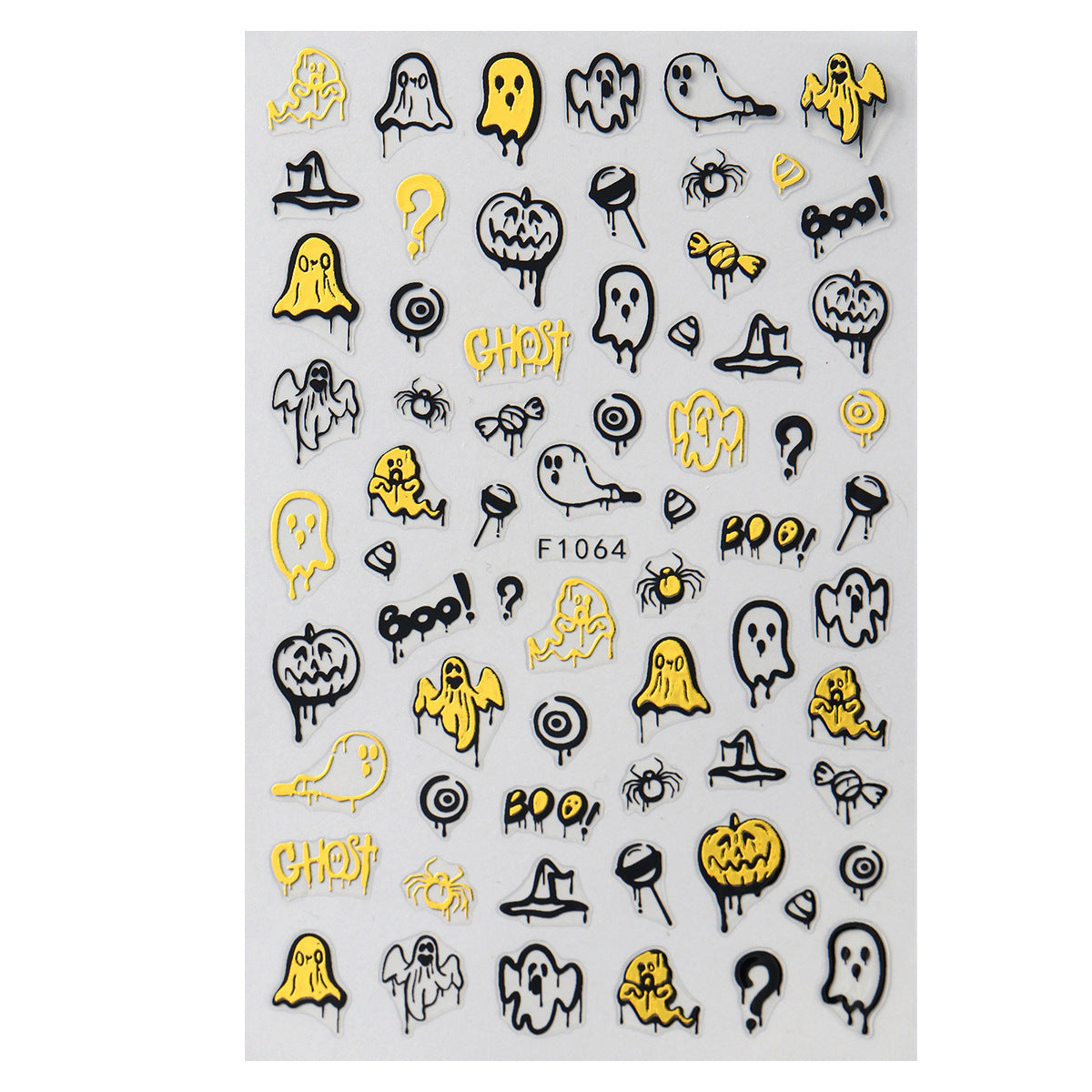 Halloween Cartoon Pumpkin Bat Skull Back Nail Stickers