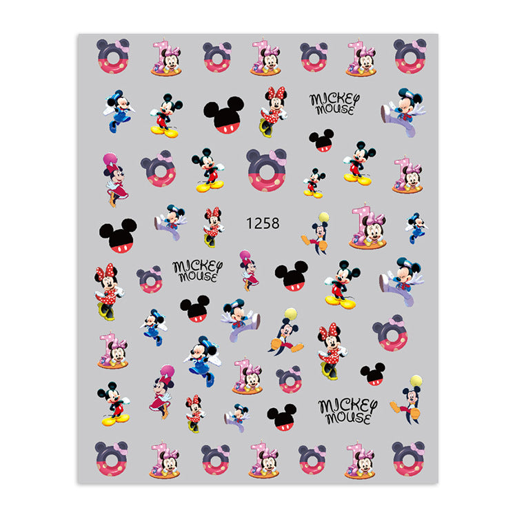 Autocollants pour ongles à motif de souris adhésive Mickey de dessin animé mignon