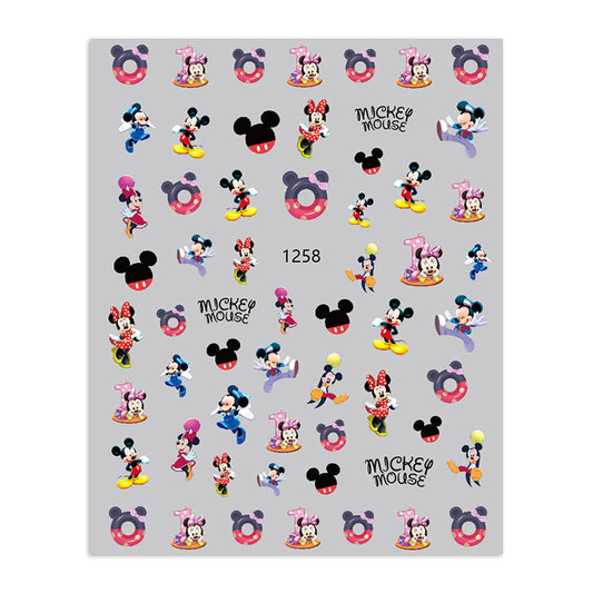 Autocollants pour ongles à motif de souris adhésive Mickey de dessin animé mignon