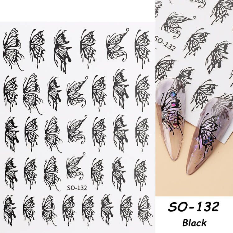 Simple Four-color Butterfly Asterism Love Flame Water Nail Stickers