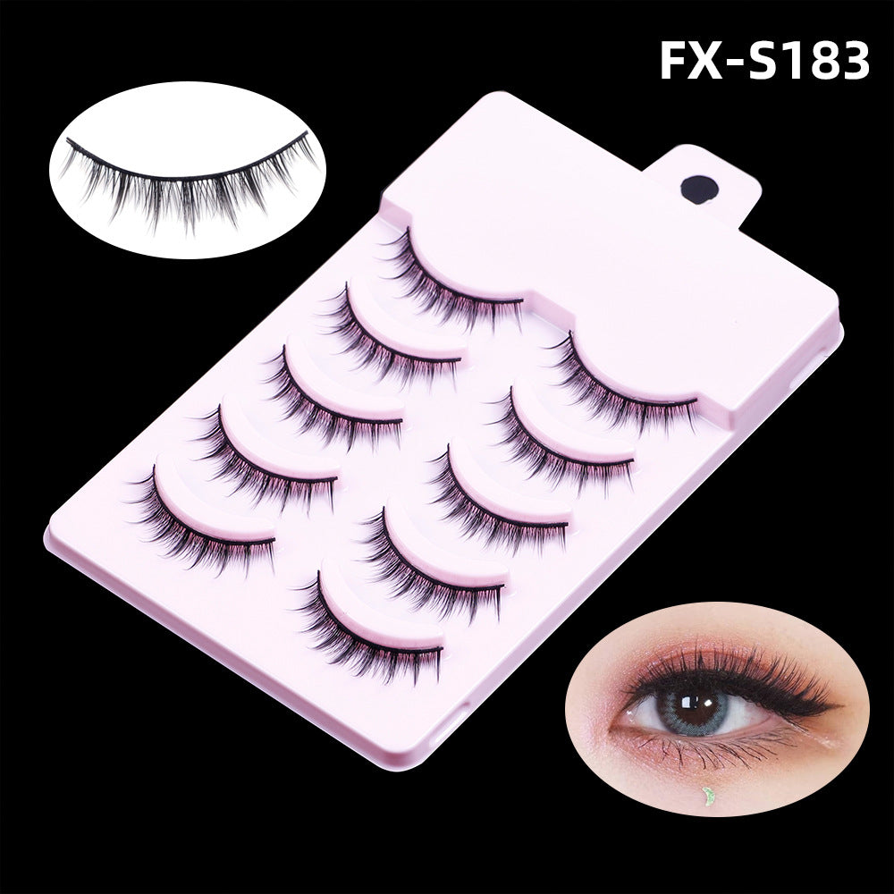 Artificial Plain Natural Five Double Pairs False Lashes